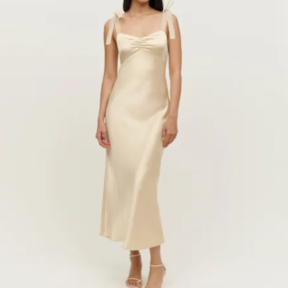 Reformation Alene Silk Dress Ivory - Size 4